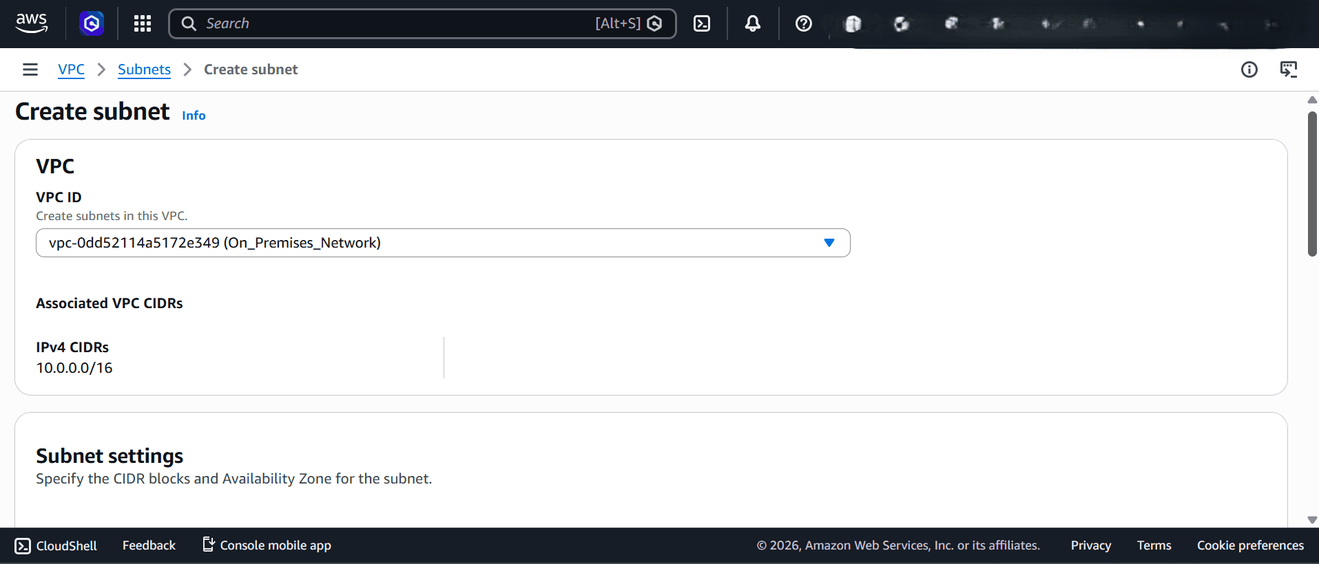 AWS console preview for the Network Kings advanced networking lab.